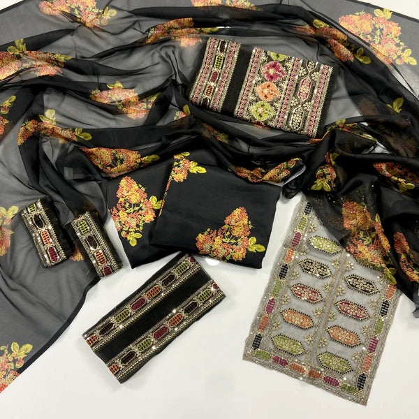 Sabyasachi Premium Silk – With Organza Patches