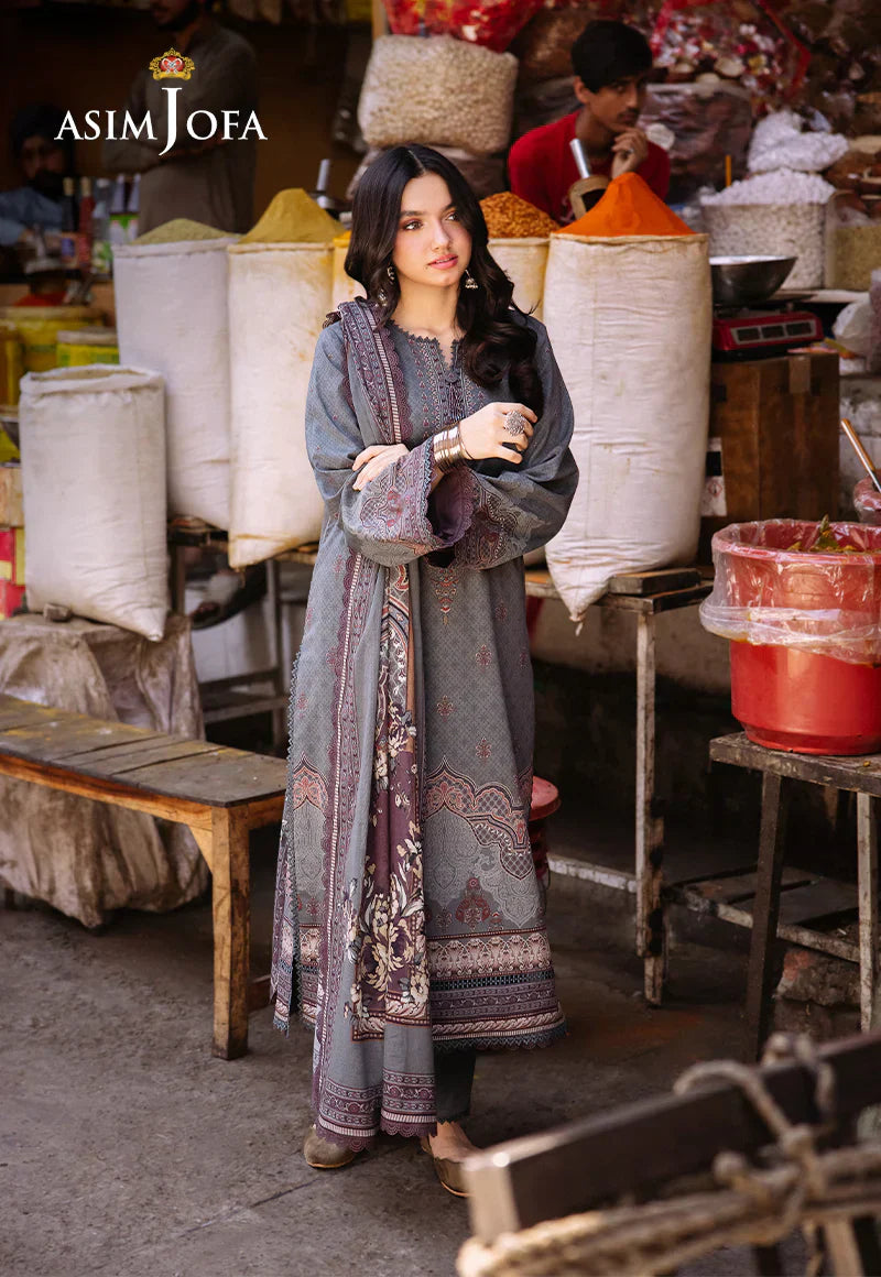 Asim Jofa Digital Printed Khaddar 3PC D3