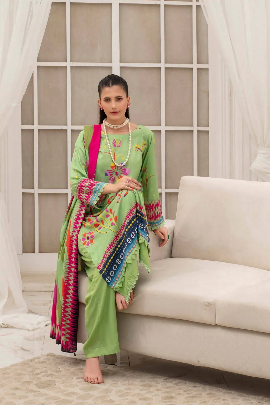 Fabiha By Feroza Digital Printed Linen 3PC D6