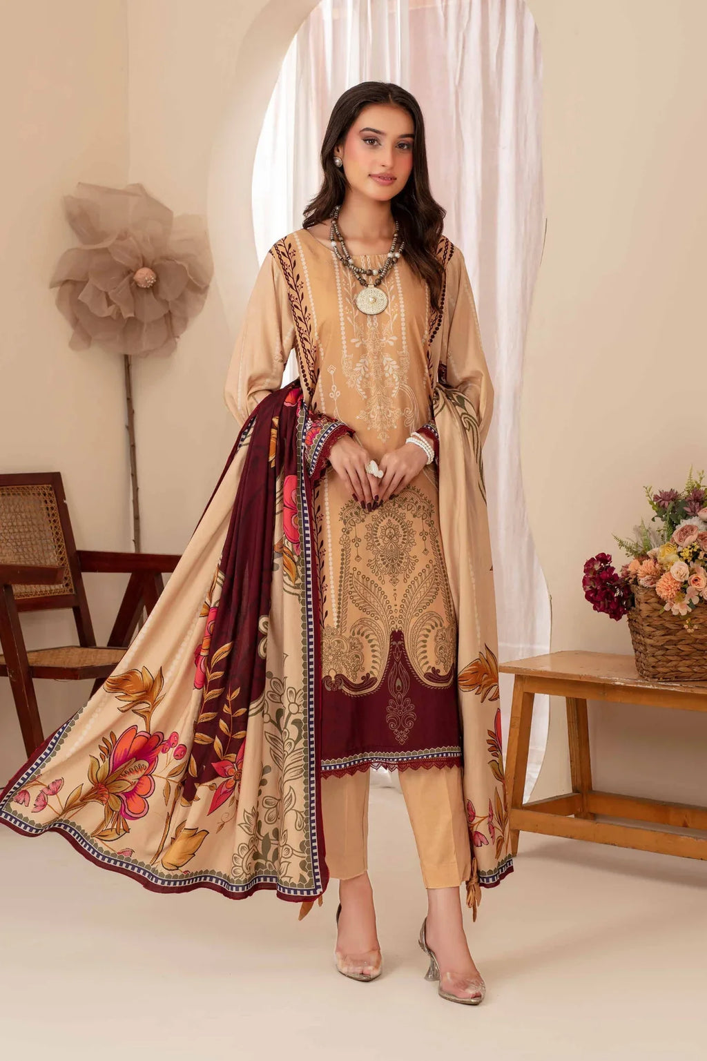 Fabiha By Feroza Digital Printed Linen 3PC D8