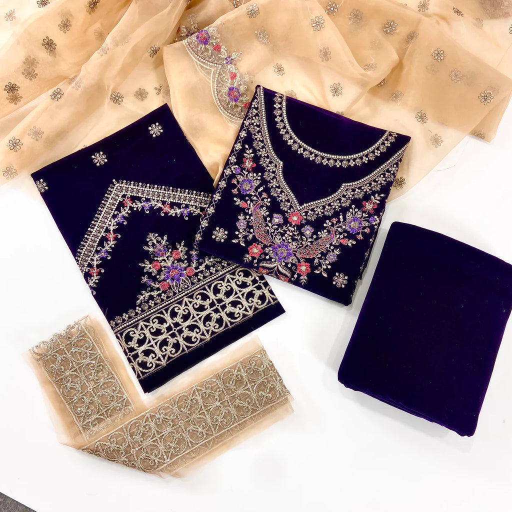 Maria B Sweet Velvet Embroidered 3PC D1