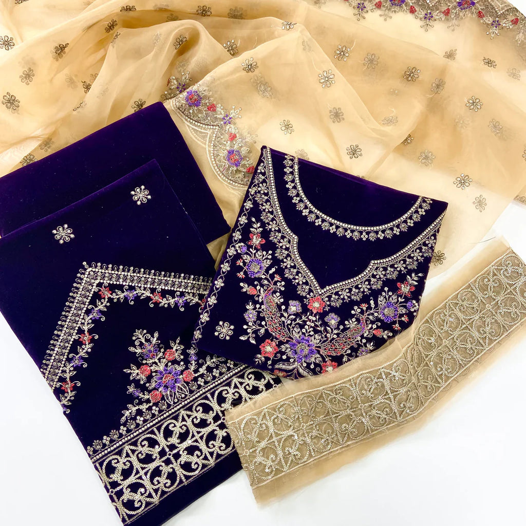 Maria B Sweet Velvet Embroidered 3PC D1