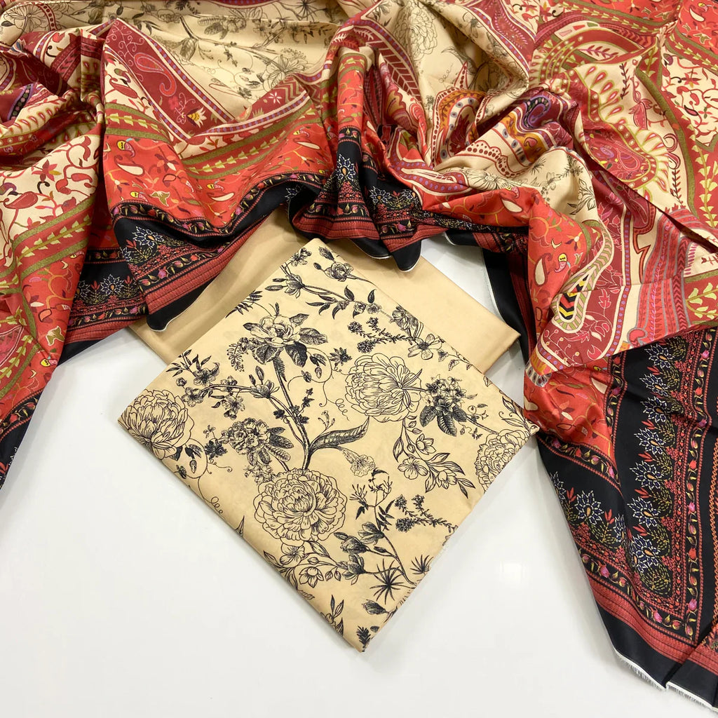 Mausummery Digital Printed Linen 3PC D6