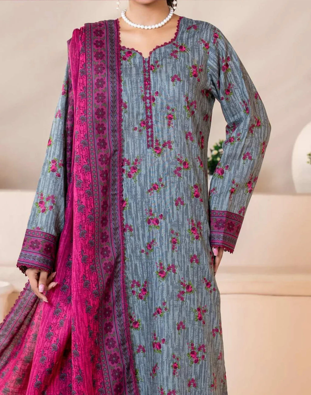 Mehnaz Airjet Printed Khaddar 3PC D1 08