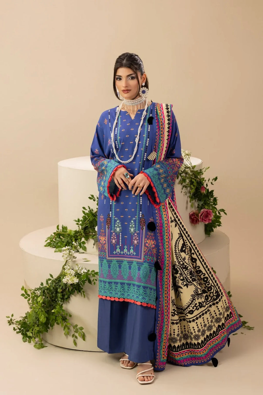 Paltar Printed Slub Linen 3PC D1