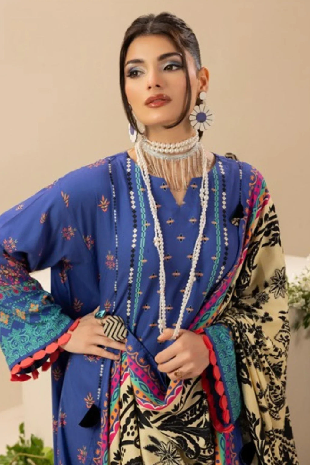 Paltar Printed Slub Linen 3PC D1