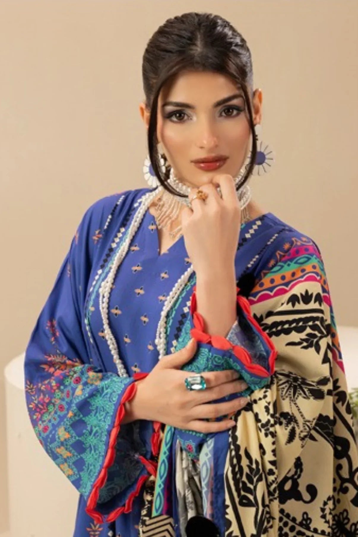 Paltar Printed Slub Linen 3PC D1