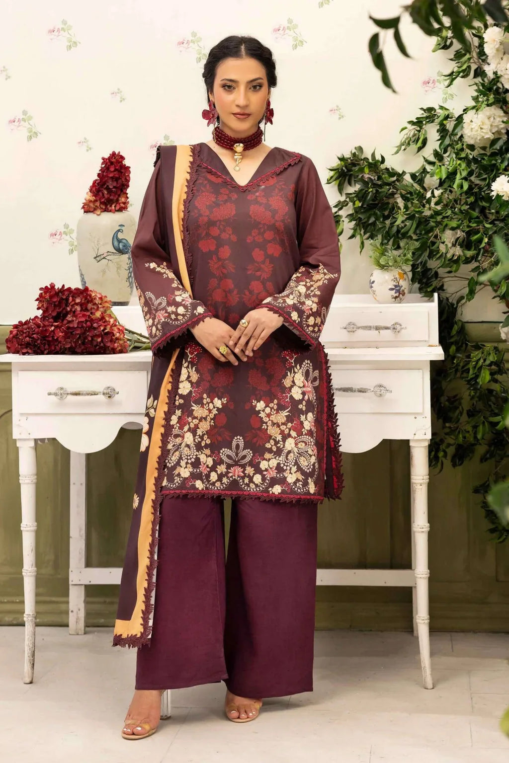 Raiha Digital Printed Linen 3PC D1