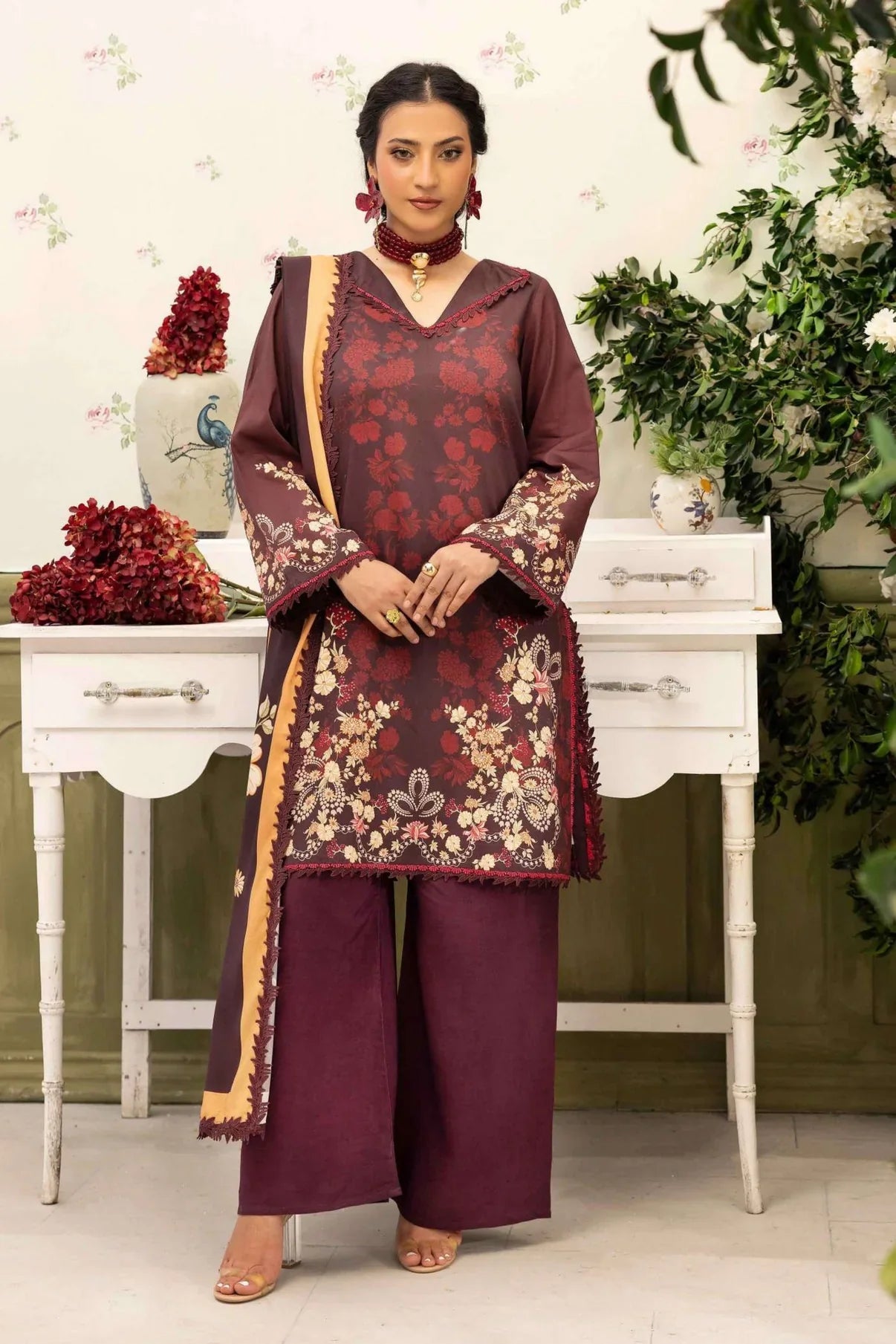 Raiha Digital Printed Linen 3PC D1