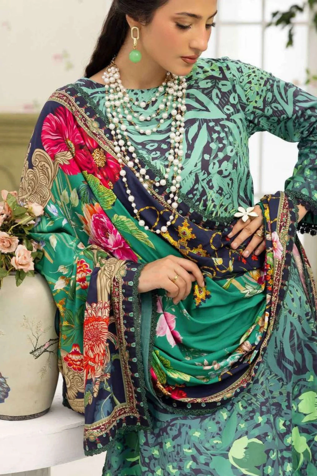 Raiha Digital Printed Linen 3PC D4